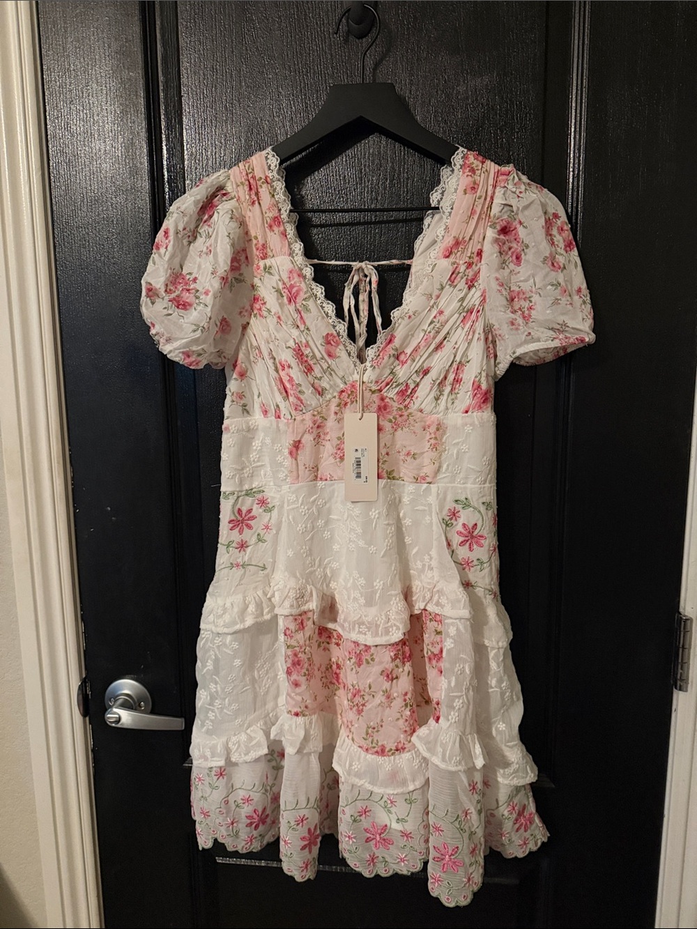 Altar'd State White Dress with Pink Floral Print